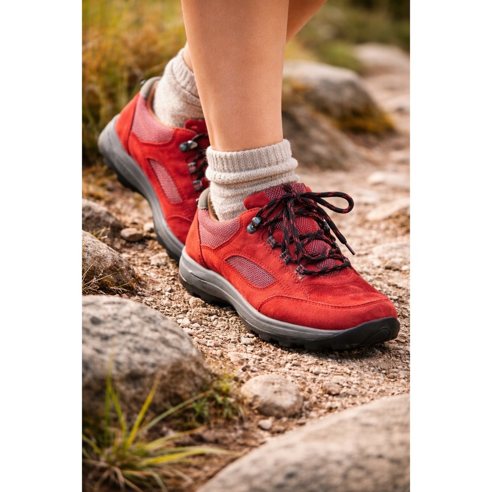 Waldlaufer Luftpolster Red Suede Mesh Hiking Shoes Women 5‎ Wide Weite H UK 5